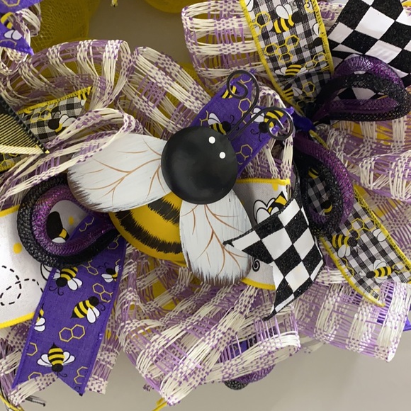 Purple bee wreath